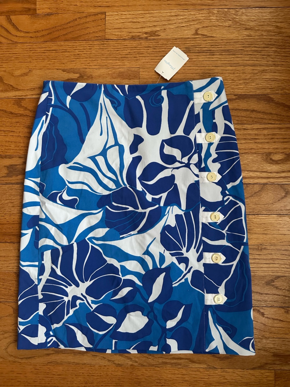 💙💙NWT J.McLaughlin Blue & White Serinal Floral Palm Print Skirt 169$ Size 0💙💙